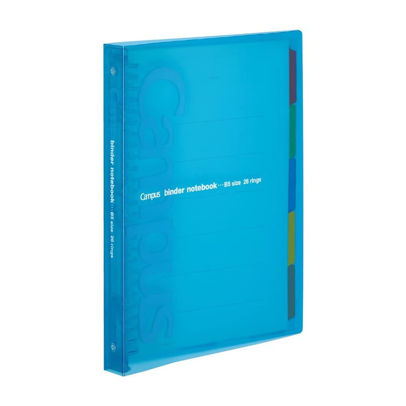 Kokuyo Campus Slide Binder with 5 Tab Dividers, Middle Type, B5, 26 Holes, Up to 100 Sheets, Blue, Japan Import (RU-P333NB) - Image 1